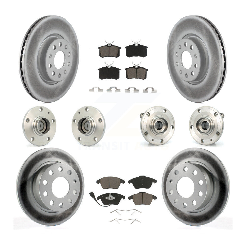 Kit de rotors et plaquettes de frein revêtus de roulement de moyeu avant et arrière (10 pièces) pour Volkswagen Jett