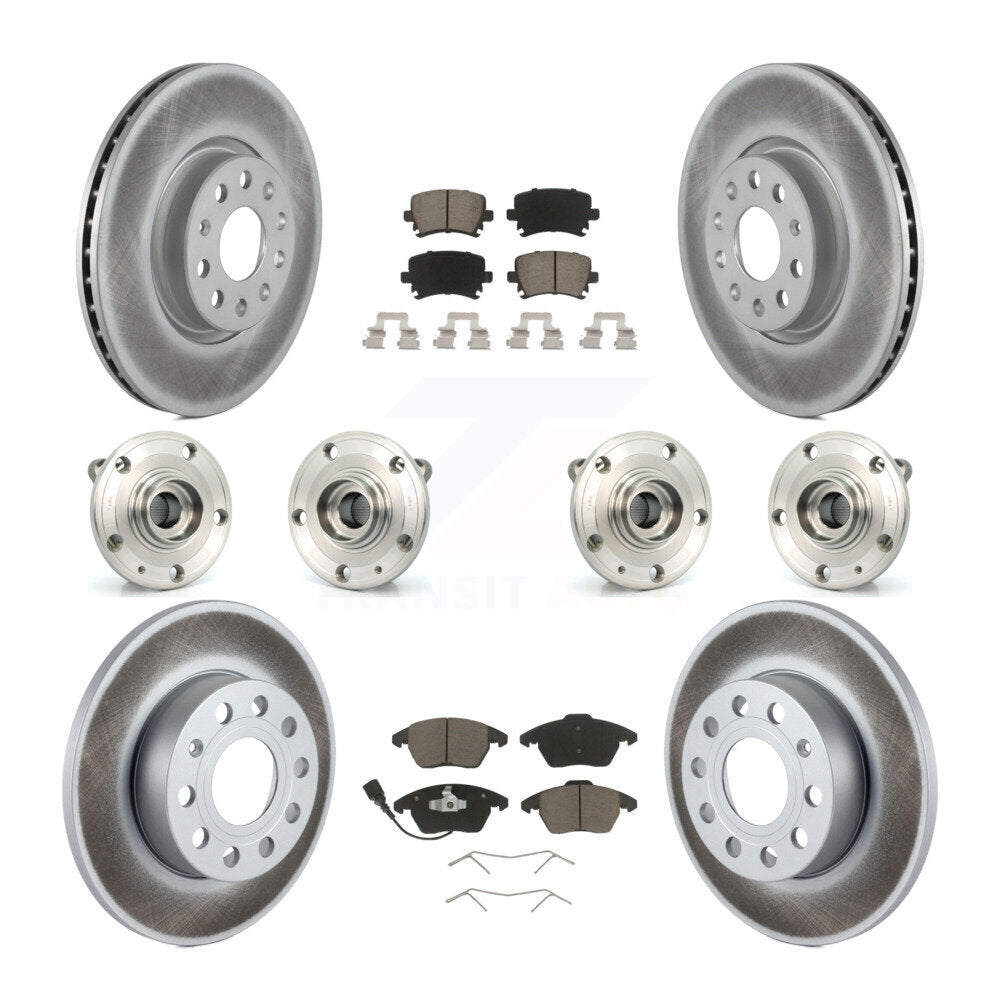 Kit de rotor et de plaquettes de frein revêtus de roulement de moyeu avant et arrière (10 pièces) pour Audi A3 Quattr
