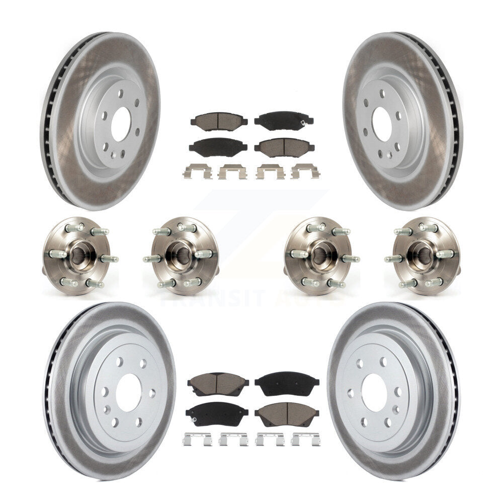 Kit de rotor et de plaquettes de frein revêtus de roulement de moyeu avant et arrière (10 pièces) pour Cadillac SRX Saa