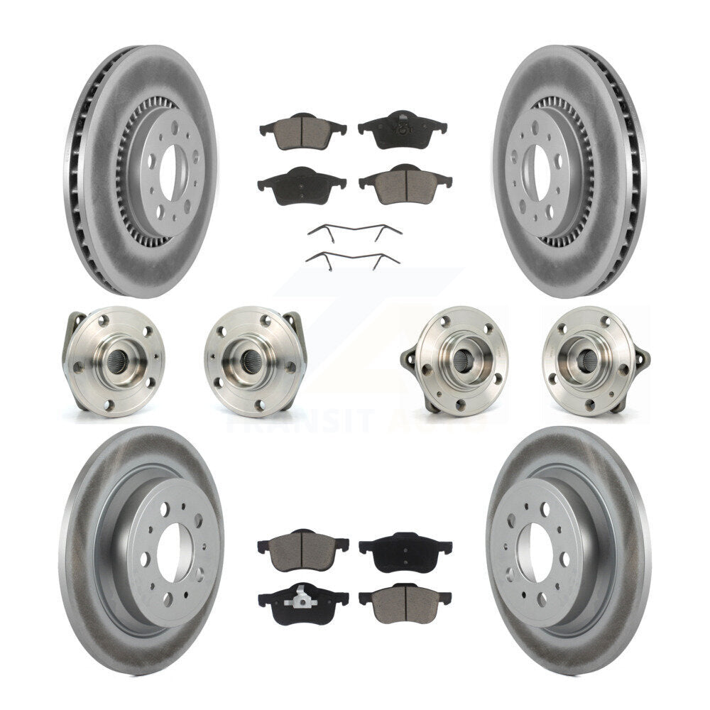 Kit de plaquettes de rotor de frein enduites de roulement de moyeu avant et arrière (10 pièces) pour Volvo S60 XC70 V7