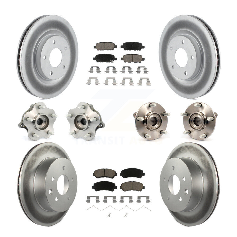 Kit de rotors et plaquettes de frein revêtus de roulement de moyeu avant et arrière (10 pièces) pour Nissan Rogue AW