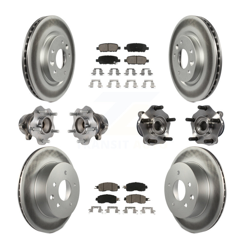 Kit de rotors et plaquettes de frein à disque revêtus de roulement de moyeu avant et arrière (10 pièces) pour Nissan LEA