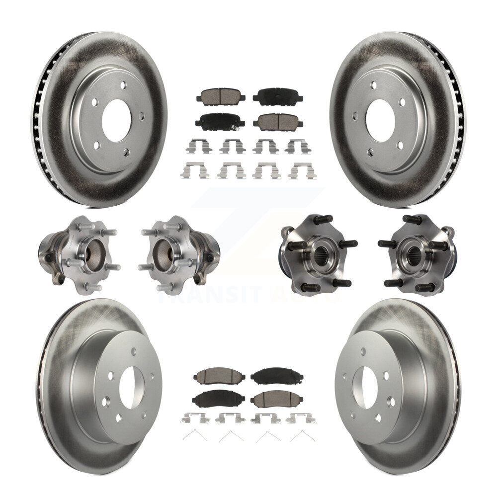 Kit de rotors et plaquettes de frein à disque revêtus de roulement de moyeu avant et arrière (10 pièces) pour Nissan LEA