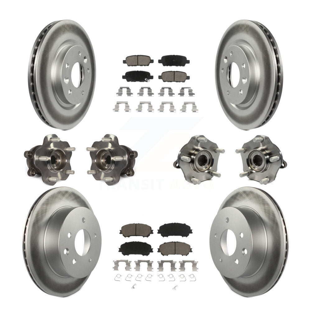 Kit de plaquettes de rotor de frein enduites de roulement de moyeu avant et arrière (10 pièces) pour Nissan Rogue Spor