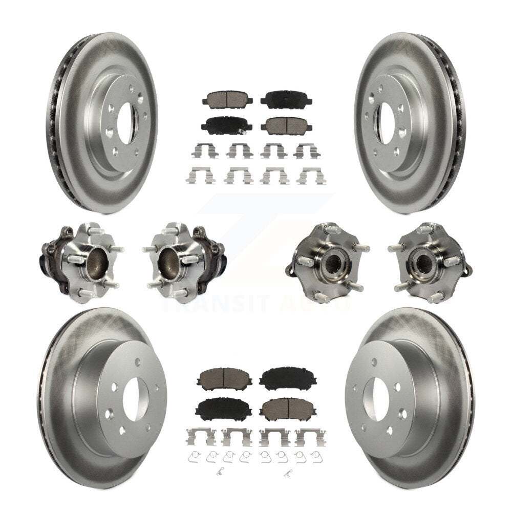 Kit de plaquettes de rotor de frein enduites de roulement de moyeu avant et arrière (10 pièces) pour Nissan Rogue Spor