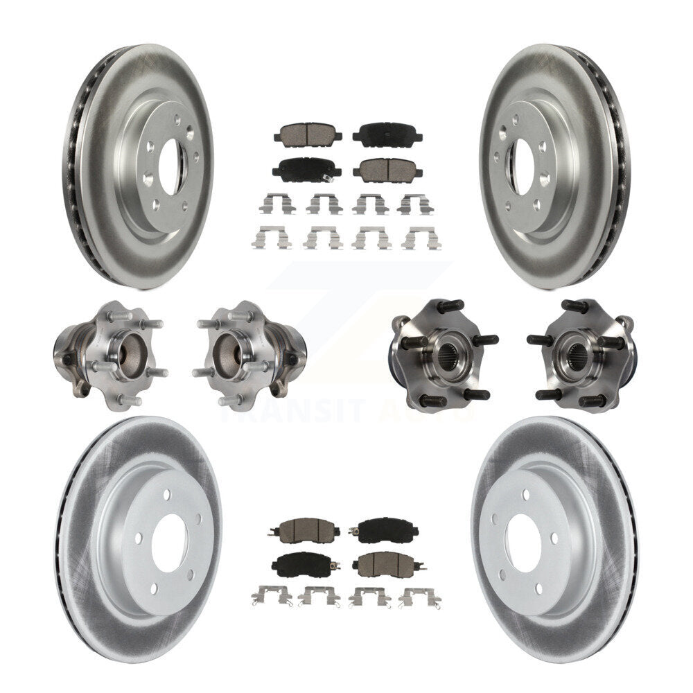 Kit de rotors et plaquettes de frein à disque revêtus de roulement de moyeu avant et arrière (10 pièces) pour Nissan LEA