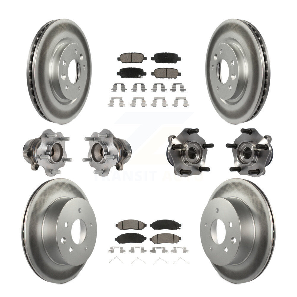 Kit de rotors et plaquettes de frein à disque revêtus de roulement de moyeu avant et arrière (10 pièces) pour Nissan LEA