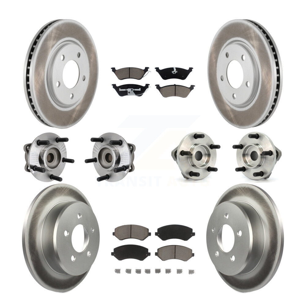 Kit de rotors et plaquettes de frein revêtus de roulement de moyeu avant et arrière (10 pièces) pour Chrysler Voyage