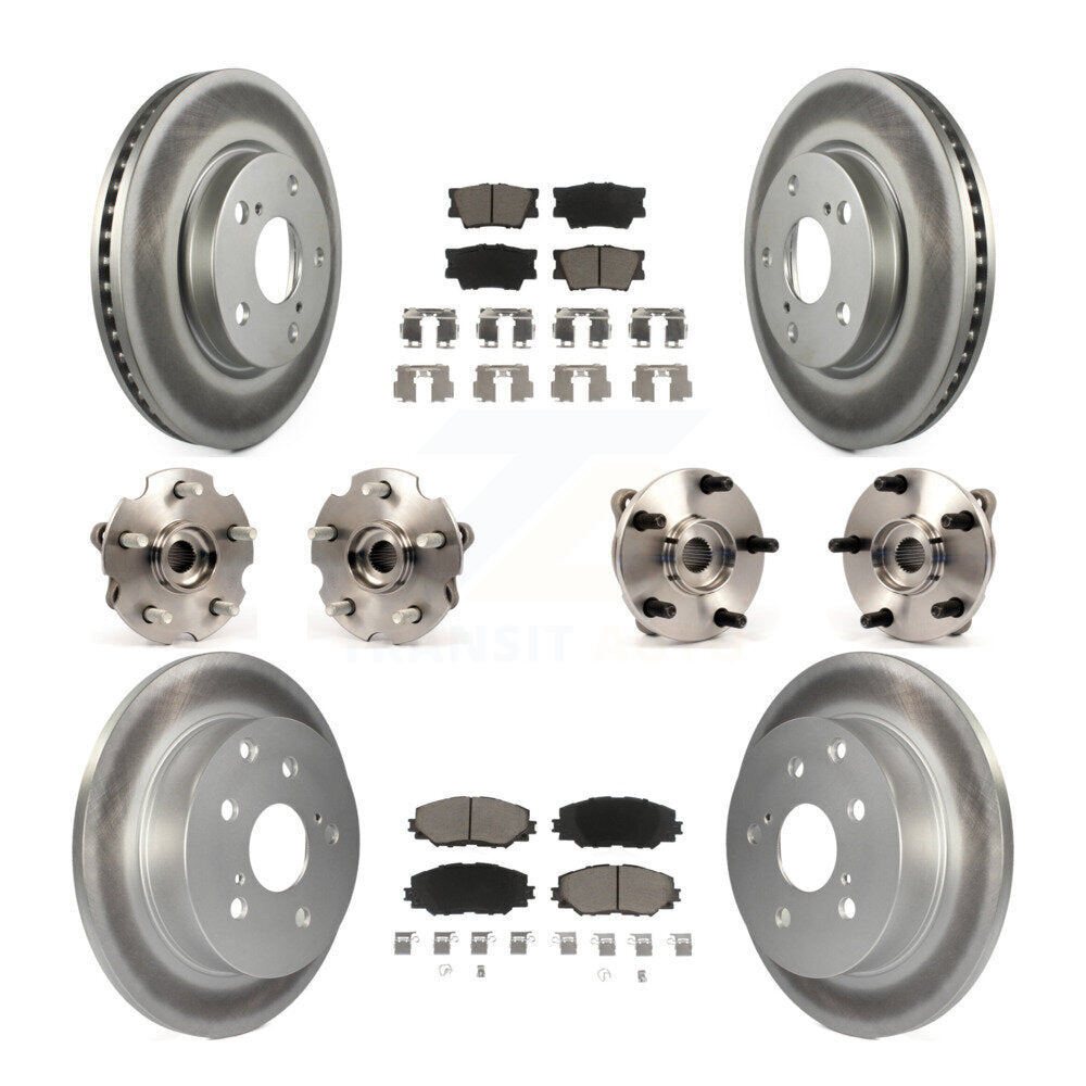 Kit de rotors et plaquettes de frein à disque revêtus de roulement de moyeu avant et arrière (10 pièces) pour Toyota RAV