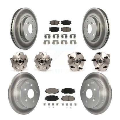 Kit de rotors et plaquettes de frein à disque revêtus de roulement de moyeu avant et arrière (10 pièces) pour Toyota RAV