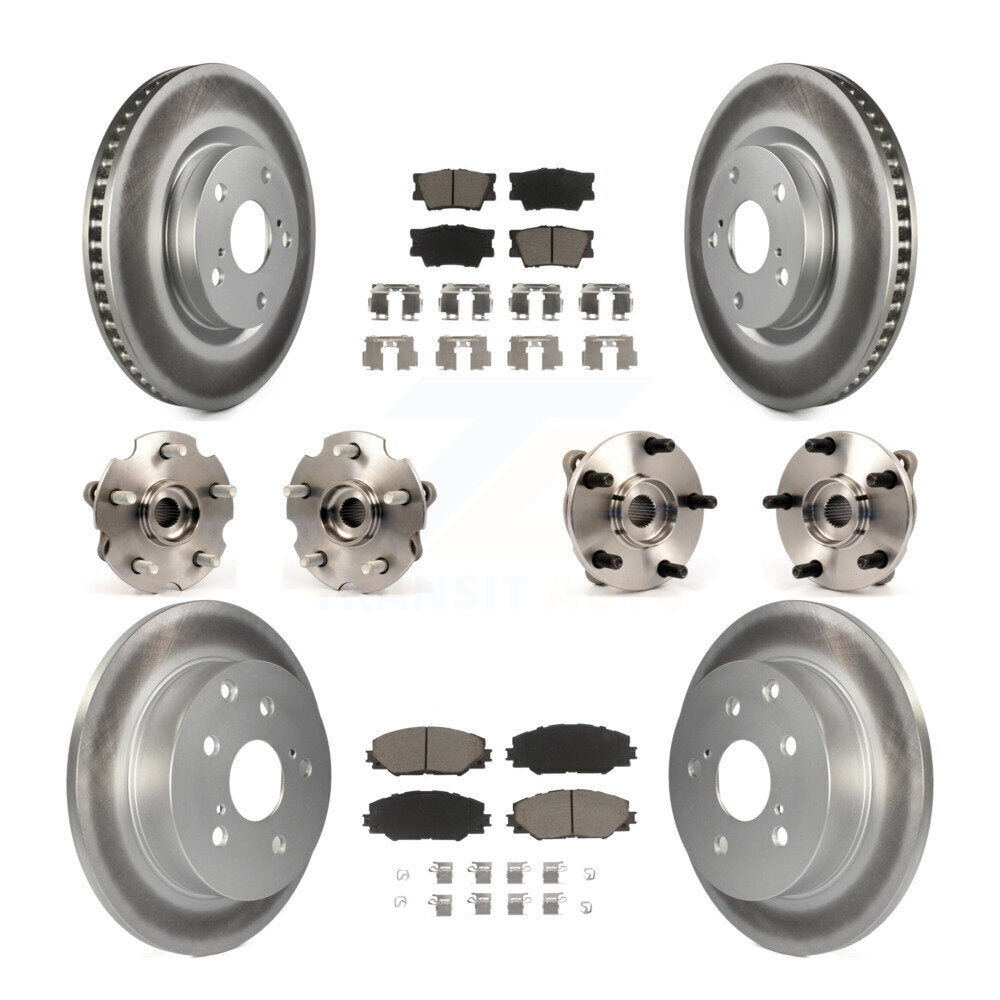 Kit de rotors et plaquettes de frein à disque revêtus de roulement de moyeu avant et arrière (10 pièces) pour Toyota RAV