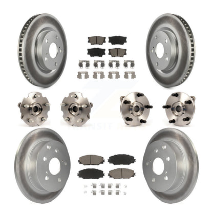 Kit de rotors et plaquettes de frein à disque revêtus de roulement de moyeu avant et arrière (10 pièces) pour Toyota RAV