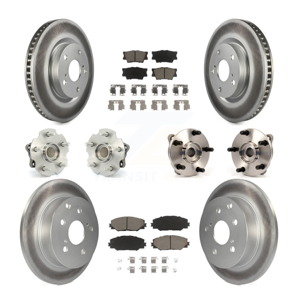 Kit de rotors et plaquettes de frein à disque revêtus de roulement de moyeu avant et arrière (10 pièces) pour Toyota RAV