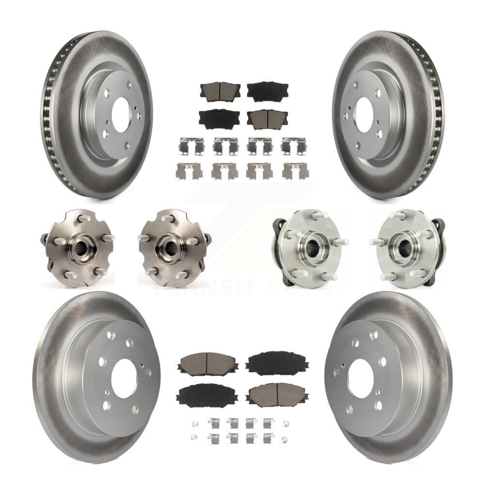 Kit de rotors et plaquettes de frein à disque revêtus de roulement de moyeu avant et arrière (10 pièces) pour Toyota RAV