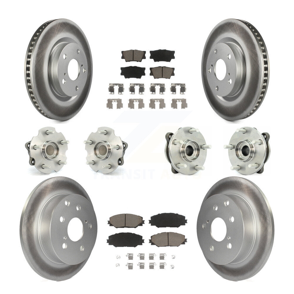 Kit de rotors et plaquettes de frein à disque revêtus de roulement de moyeu avant et arrière (10 pièces) pour Toyota RAV