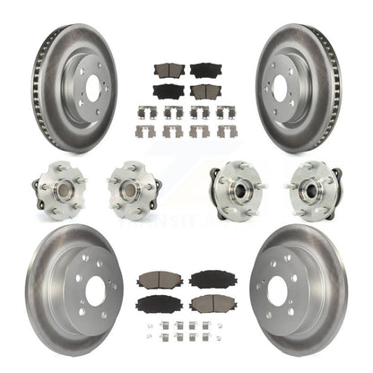 Kit de rotors et plaquettes de frein à disque revêtus de roulement de moyeu avant et arrière (10 pièces) pour Toyota RAV