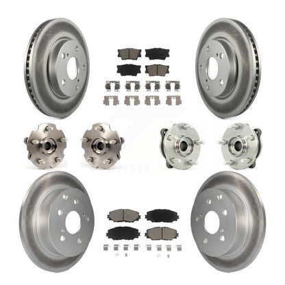 Kit de rotors et plaquettes de frein à disque revêtus de roulement de moyeu avant et arrière (10 pièces) pour Toyota RAV