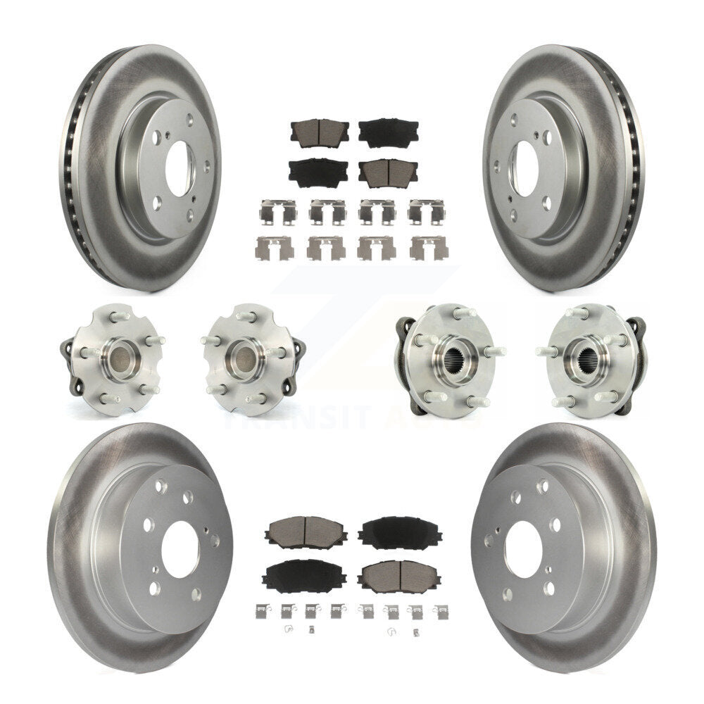 Kit de rotors et plaquettes de frein à disque revêtus de roulement de moyeu avant et arrière (10 pièces) pour Toyota RAV
