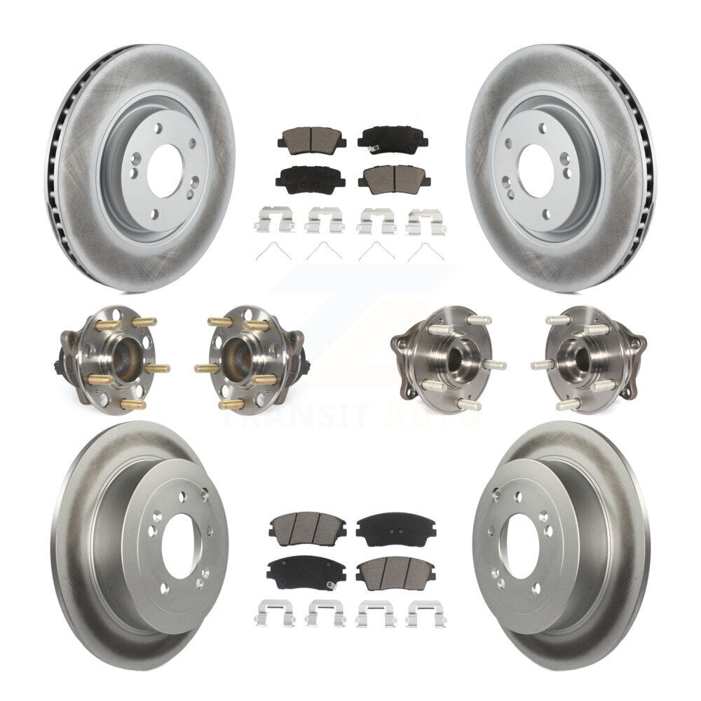 Kit de rotor et de plaquettes de frein à disque revêtus de roulement de moyeu avant et arrière (10 pièces) pour Kia Sportag