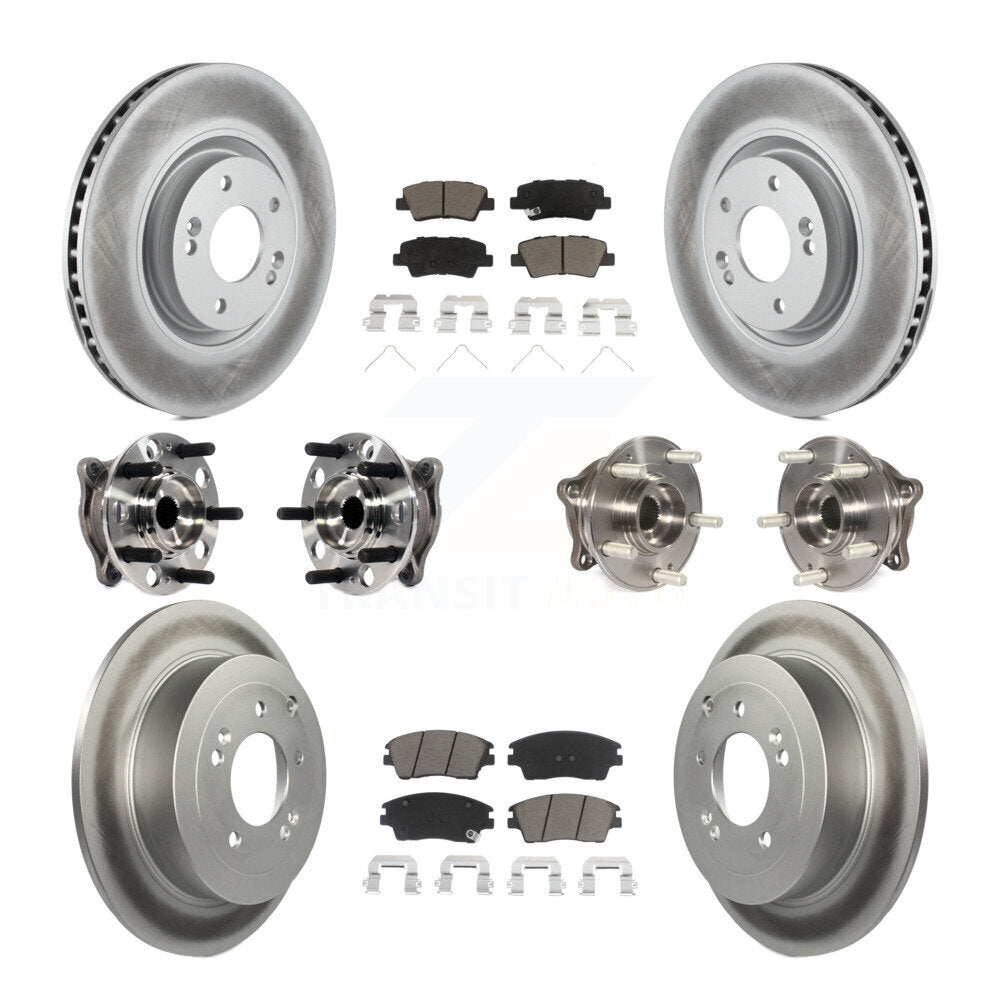 Kit de rotor et de plaquettes de frein à disque revêtus de roulement de moyeu avant et arrière (10 pièces) pour Kia Sportag