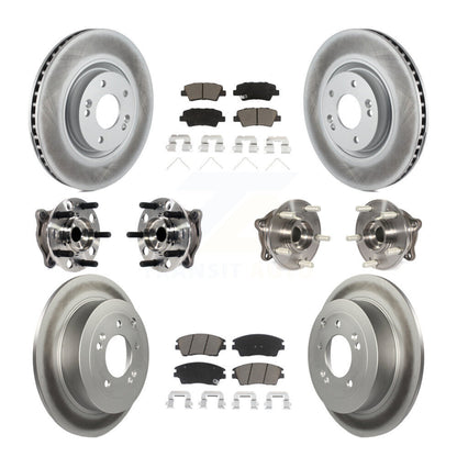 Kit de rotor et de plaquettes de frein à disque revêtus de roulement de moyeu avant et arrière (10 pièces) pour Kia Sportag