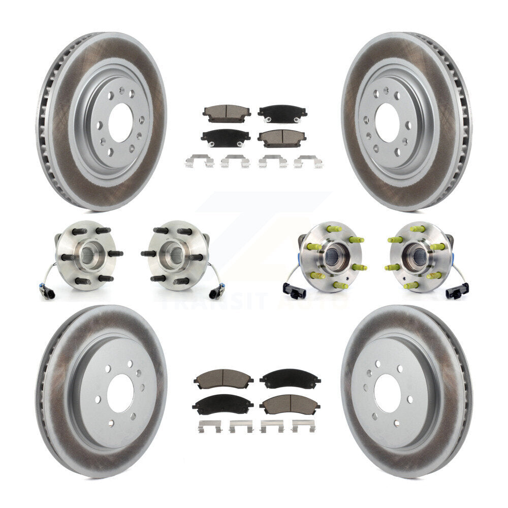 Kit de rotors et plaquettes de frein revêtus de roulement de moyeu avant et arrière (10 pièces) pour Cadillac SRX AW