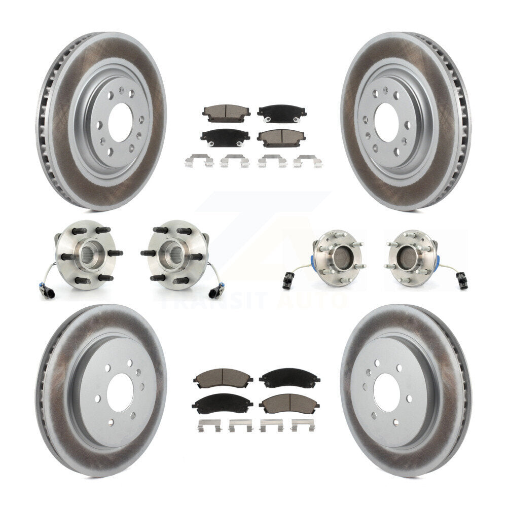 Kit de rotors et plaquettes de frein revêtus de roulement de moyeu avant et arrière (10 pièces) pour Cadillac SRX RW