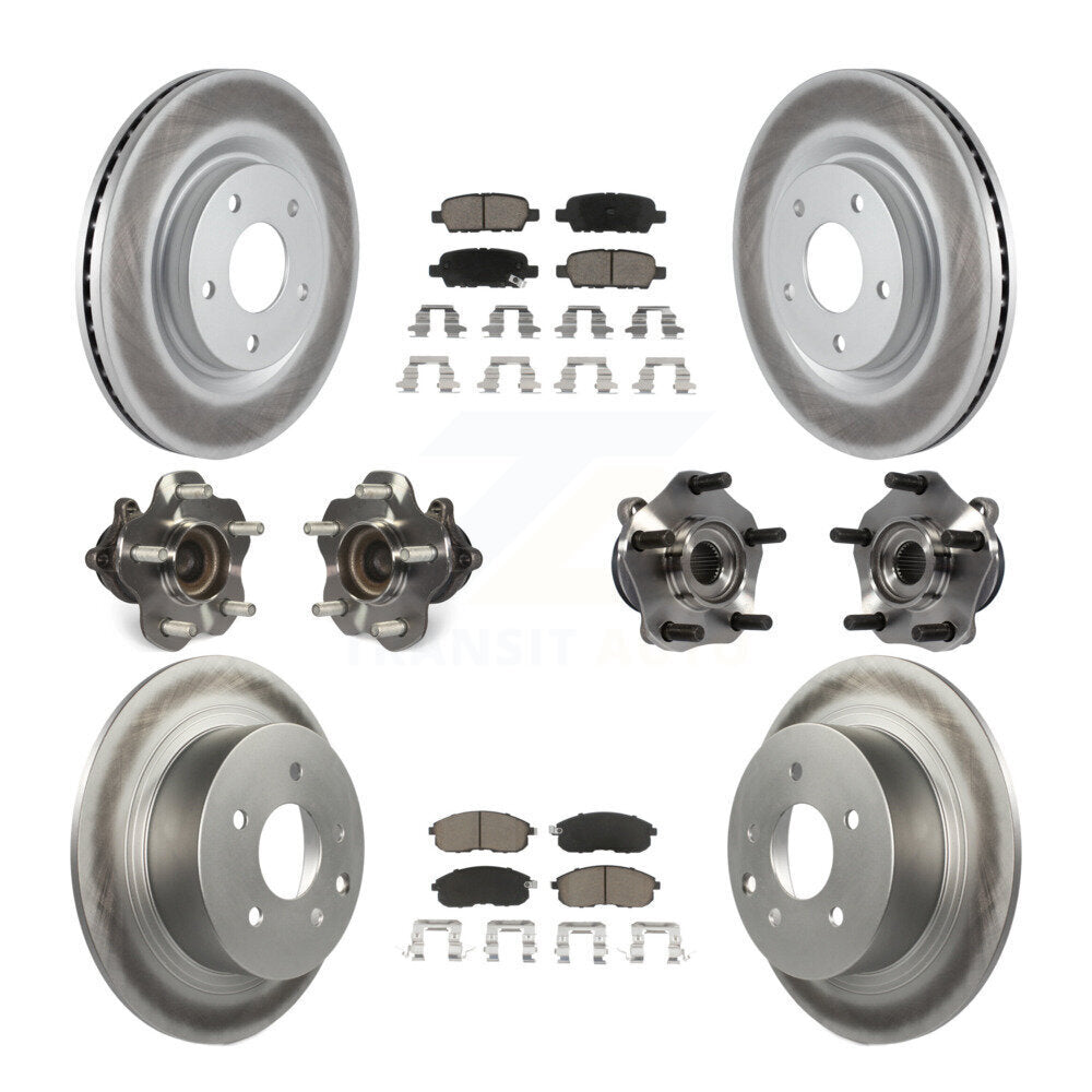 Kit de plaquettes de rotor de frein à disque revêtues de roulement de moyeu avant et arrière (10 pièces) pour Nissan Sentr