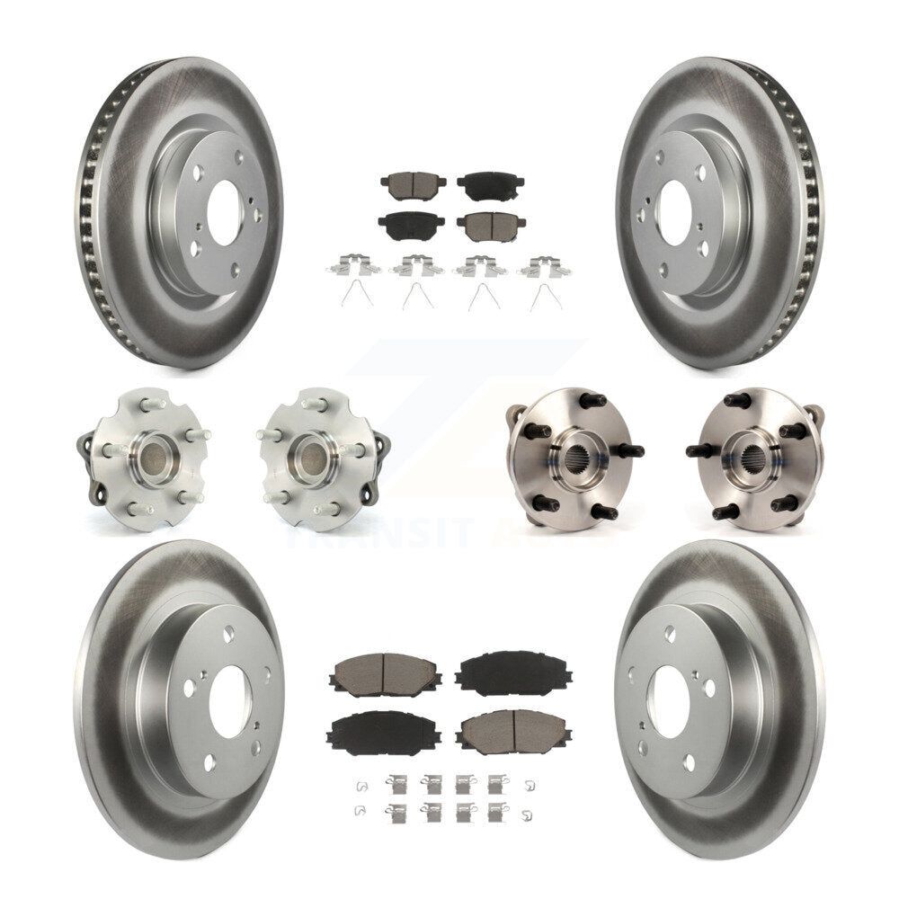 Kit de rotors et plaquettes de frein à disque revêtus de roulement de moyeu avant et arrière (10 pièces) pour Scion t