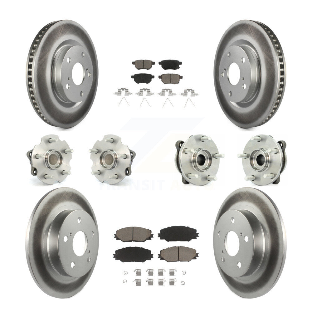 Kit de rotors et plaquettes de frein à disque revêtus de roulement de moyeu avant et arrière (10 pièces) pour Scion t
