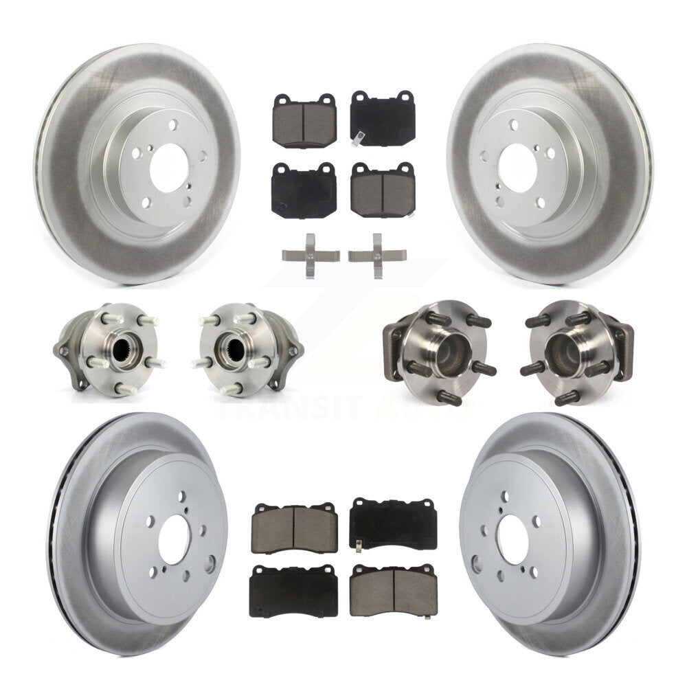 Kit de rotors et plaquettes de frein à disque revêtus de roulement de moyeu avant et arrière (10 pièces) pour Toyota 8