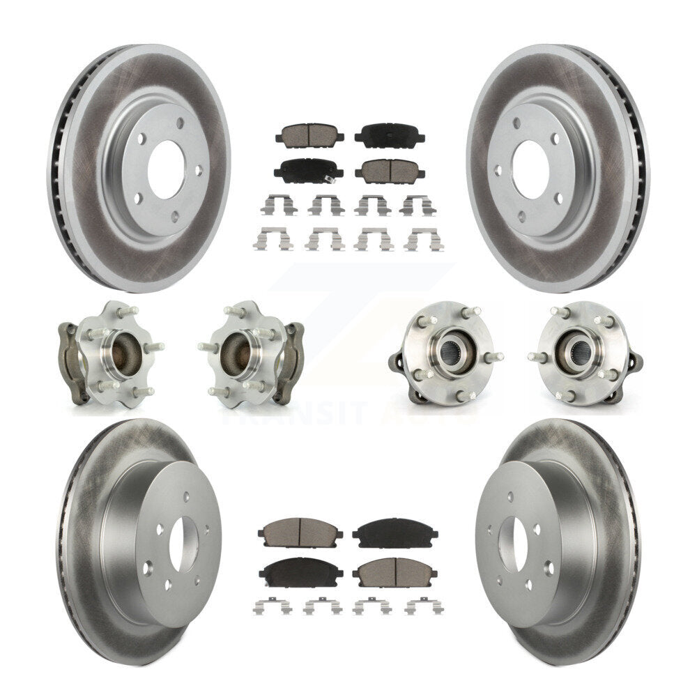 Kit de plaquettes de rotor de frein enduites de roulement de moyeu avant et arrière (10 pièces) pour Nissan Ques 04-09