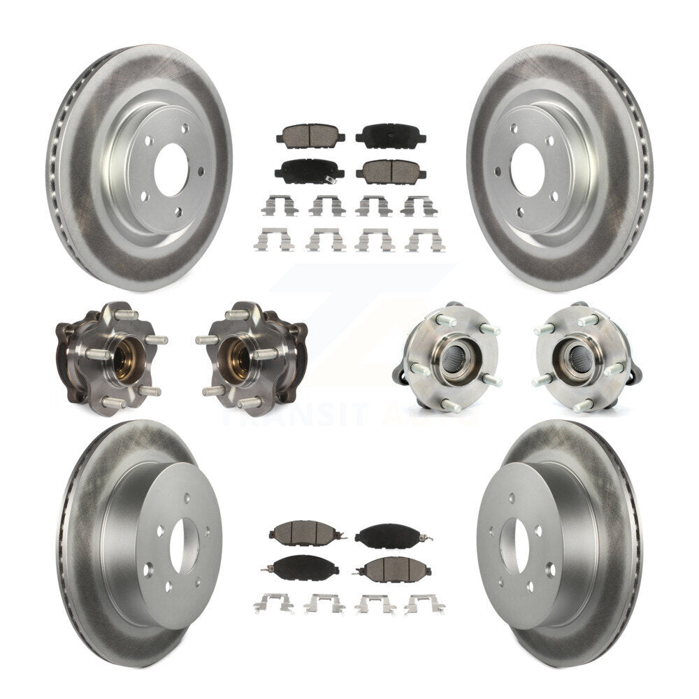 Kit de rotor et de plaquettes de frein revêtus de roulement de moyeu avant et arrière (10 pièces) pour Nissan Pathfinde