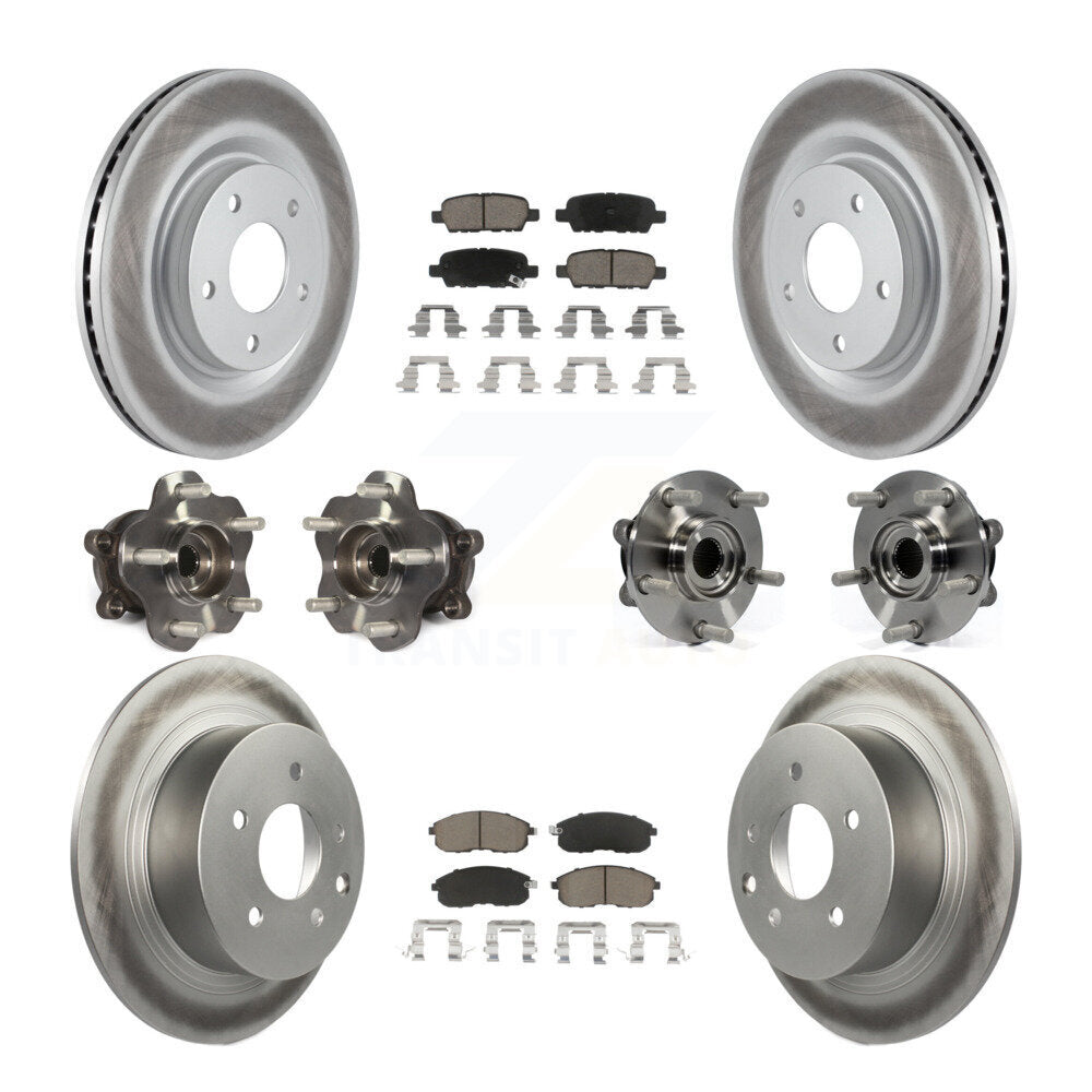 Kit de rotors et plaquettes de frein à disque revêtus de roulement de moyeu avant et arrière (10 pièces) pour Nissan Juk