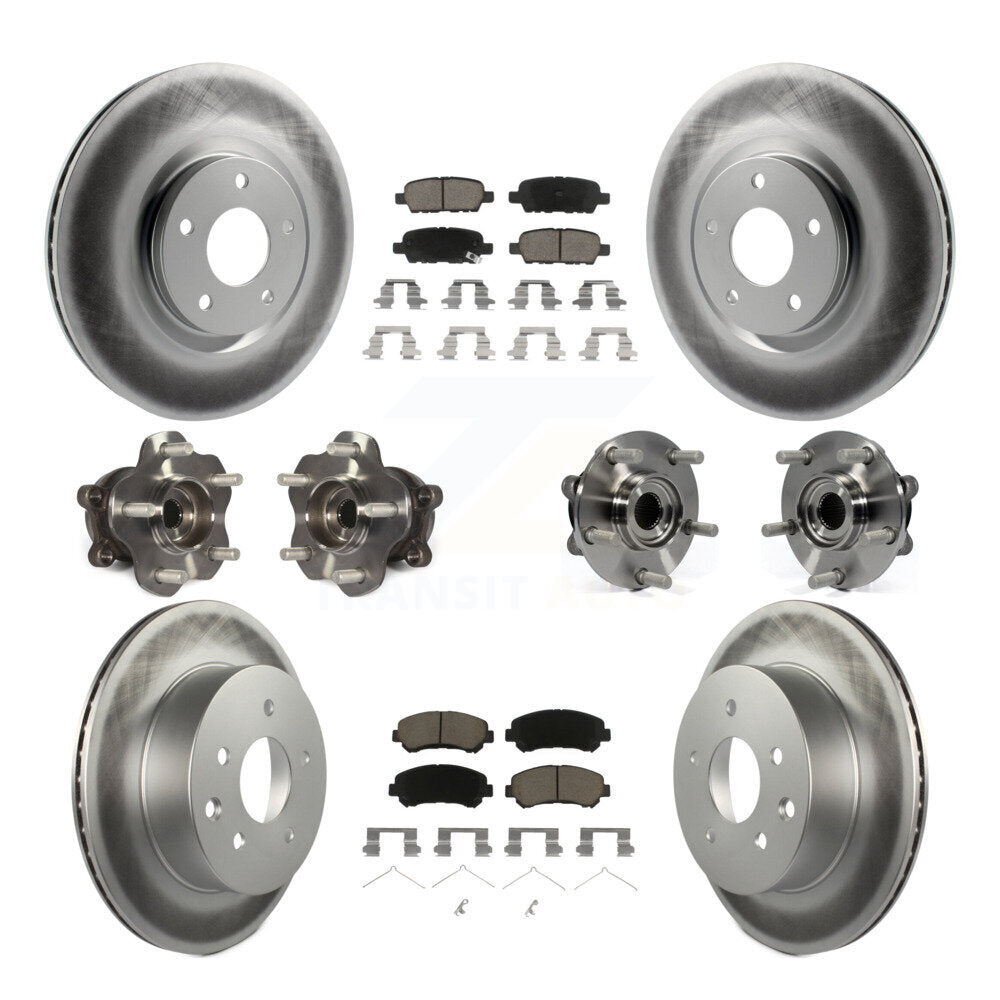 Kit de rotors et plaquettes de frein à disque revêtus de roulement de moyeu avant et arrière (10 pièces) pour Nissan Juk