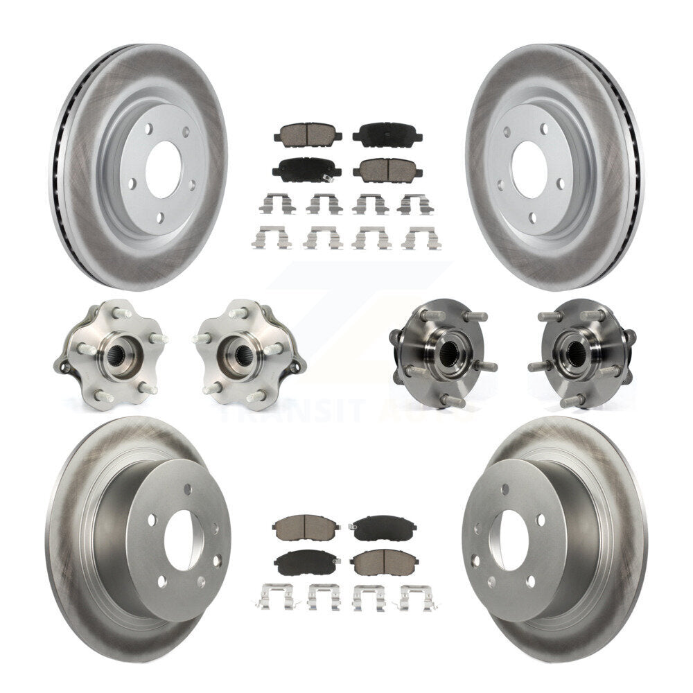 Kit de rotors et plaquettes de frein à disque revêtus de roulement de moyeu avant et arrière (10 pièces) pour Nissan Juk