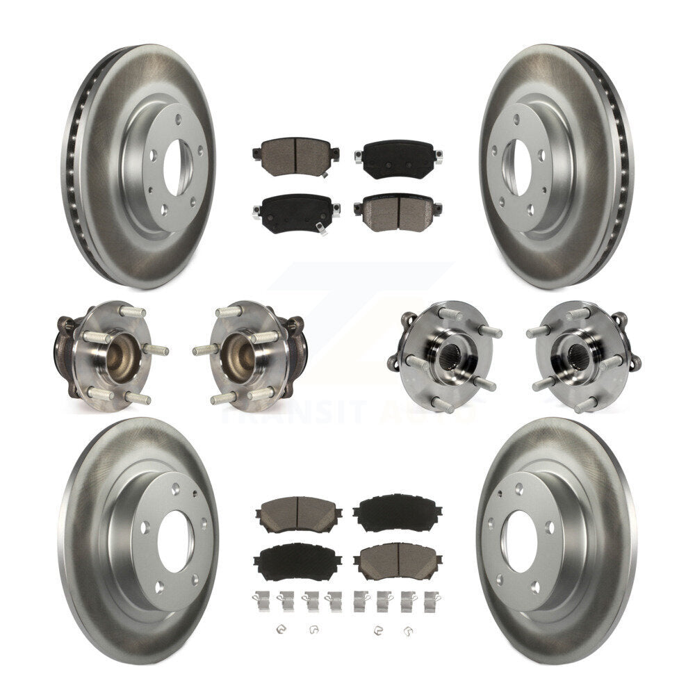 Kit de rotor et de plaquettes de frein revêtus de roulement de moyeu avant et arrière (10 pièces) pour Mazda 2016 – 2018