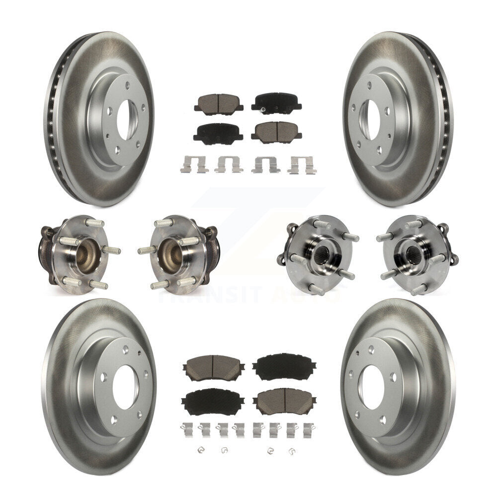 Kit de rotors et plaquettes de frein à disque revêtus de roulements de moyeu avant et arrière (10 pièces) pour Mazda