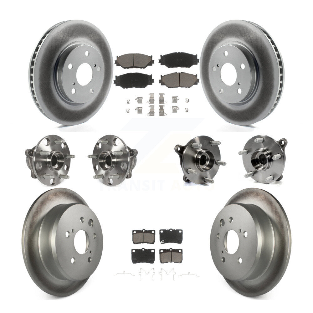 Kit de rotors et plaquettes de frein à disque revêtus de roulement de moyeu avant et arrière (10 pièces) pour Lexus IS25