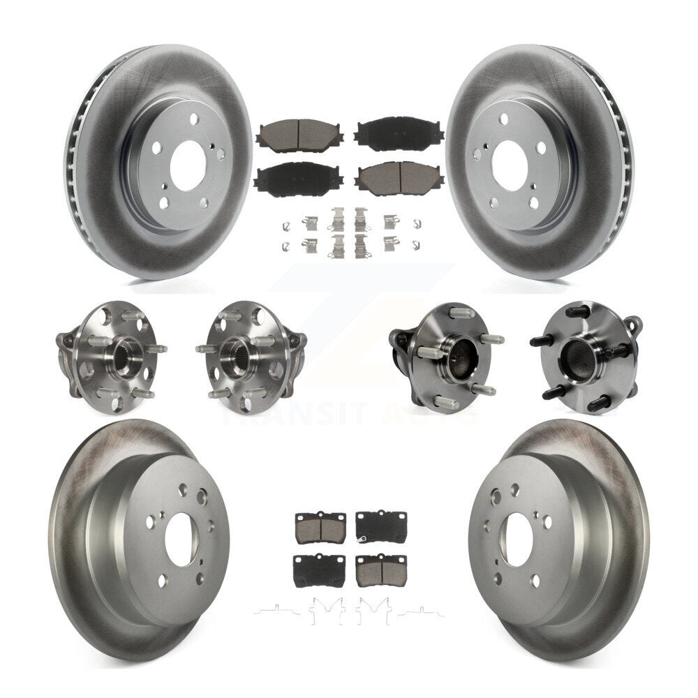 Kit de rotors et plaquettes de frein à disque revêtus de roulement de moyeu avant et arrière (10 pièces) pour Lexus IS25