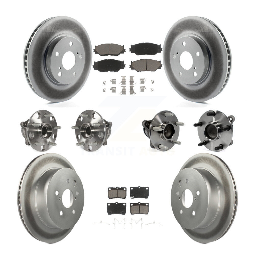 Kit de rotors et plaquettes de frein à disque revêtus de roulement de moyeu avant et arrière (10 pièces) pour Lexus IS25