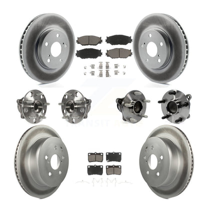 Kit de rotors et plaquettes de frein à disque revêtus de roulement de moyeu avant et arrière (10 pièces) pour Lexus IS25