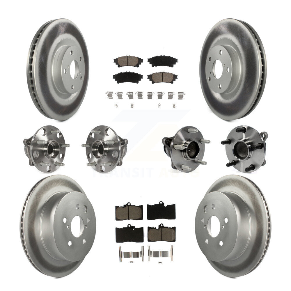 Kit de rotors et plaquettes de frein à disque revêtus de roulement de moyeu avant et arrière (10 pièces) pour Lexus IS35