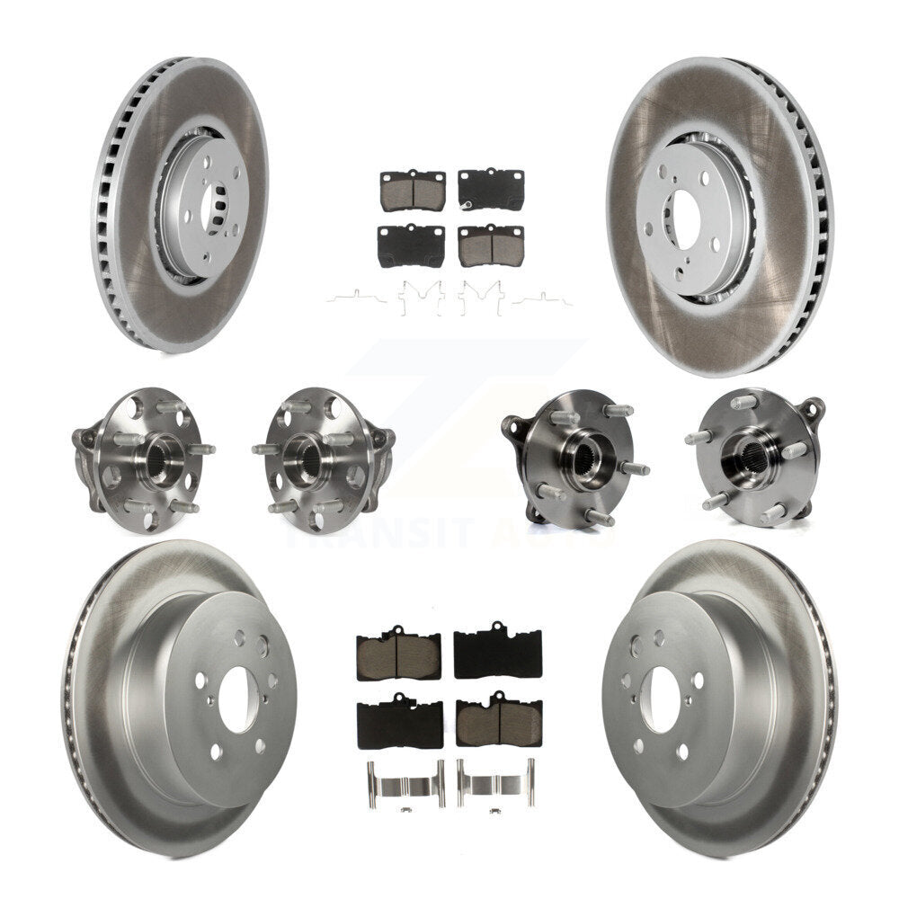 Kit de rotors et plaquettes de frein à disque revêtus de roulement de moyeu avant et arrière (10 pièces) pour Lexus IS35