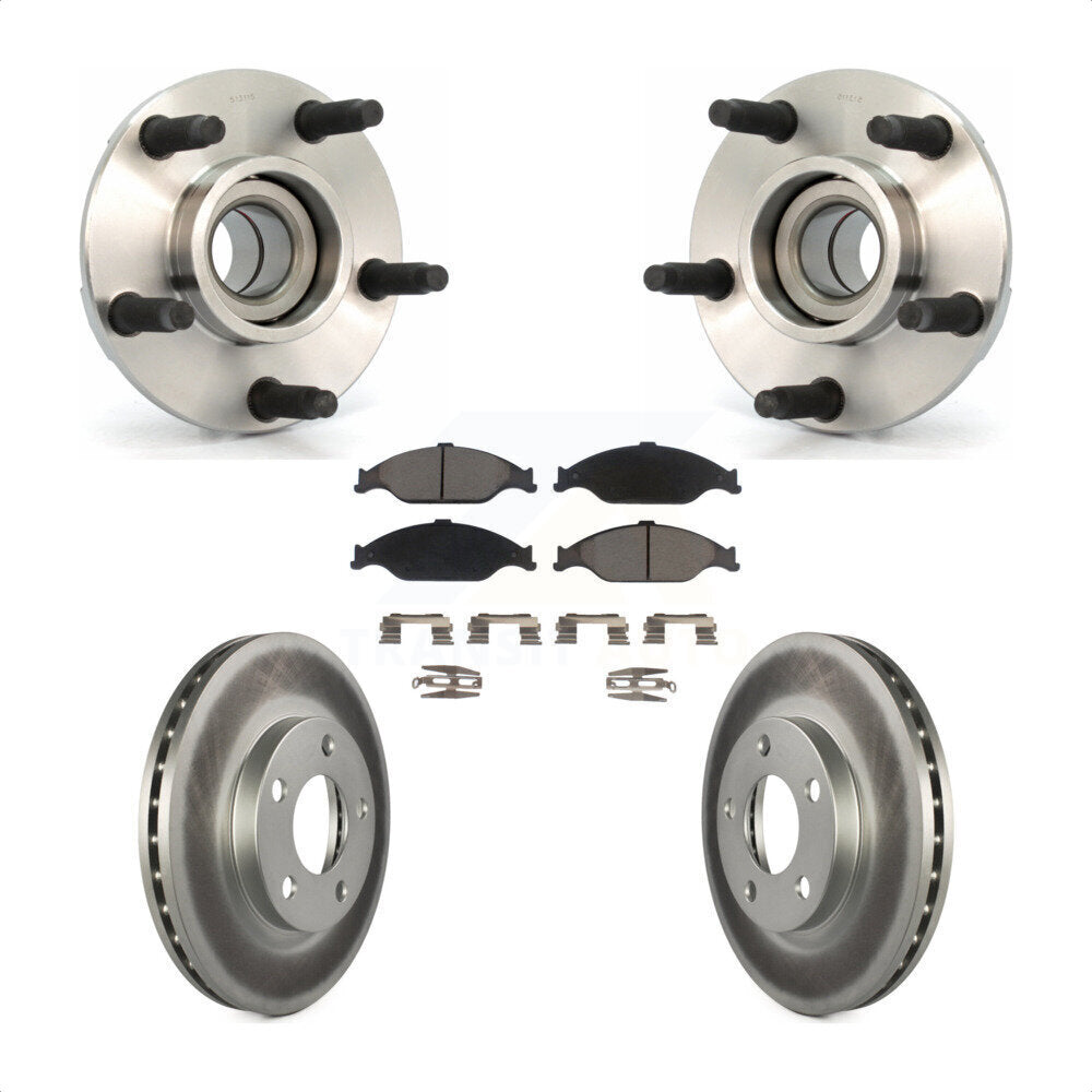 Ensemble de roulement de moyeu avant, Rotor de frein à disque revêtu et Kit de plaquettes pour Ford Mustang