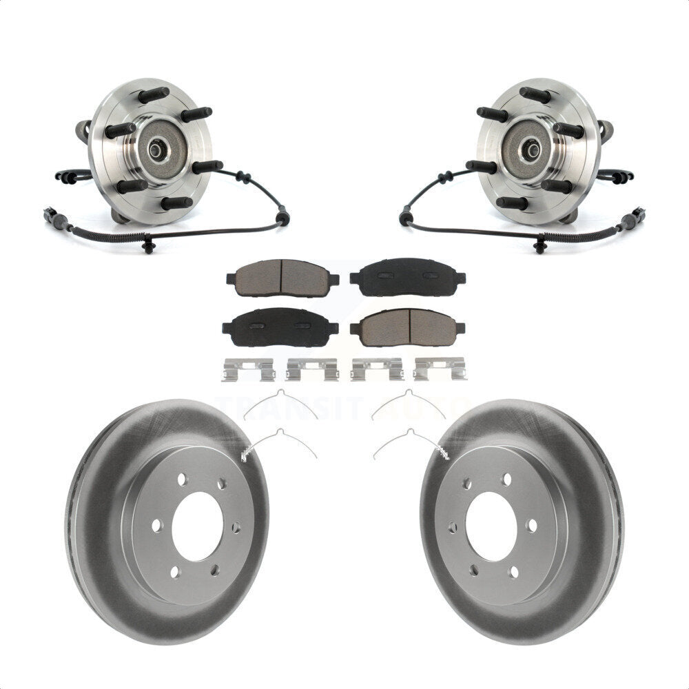 Ensemble de roulement de moyeu avant, Rotor de frein à disque revêtu et Kit de plaquettes pour Ford F-150 4W