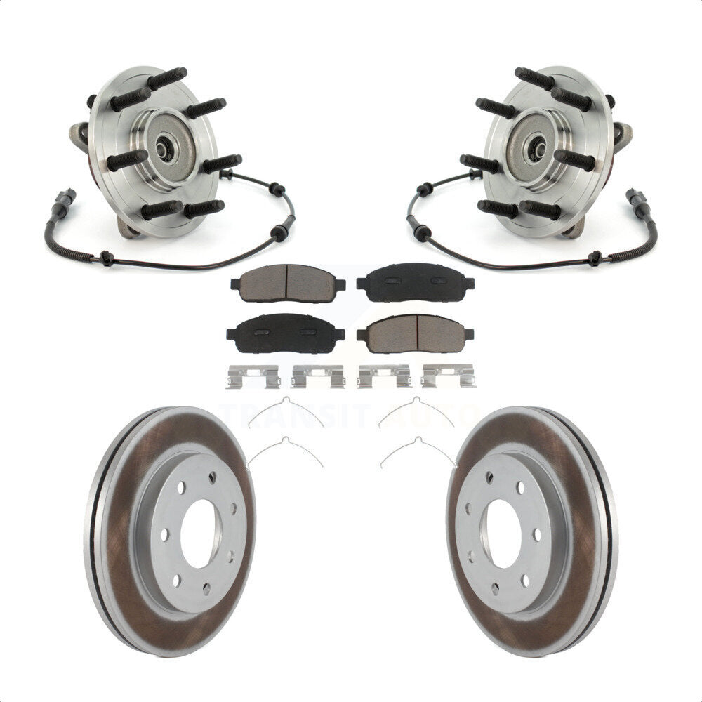 Ensemble de roulement de moyeu avant, Rotor de frein à disque revêtu et Kit de plaquettes pour Ford F-150 4W