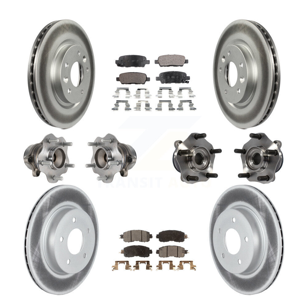 Kit de rotors et plaquettes de frein à disque revêtus de roulement de moyeu avant et arrière (10 pièces) pour Nissan LEA