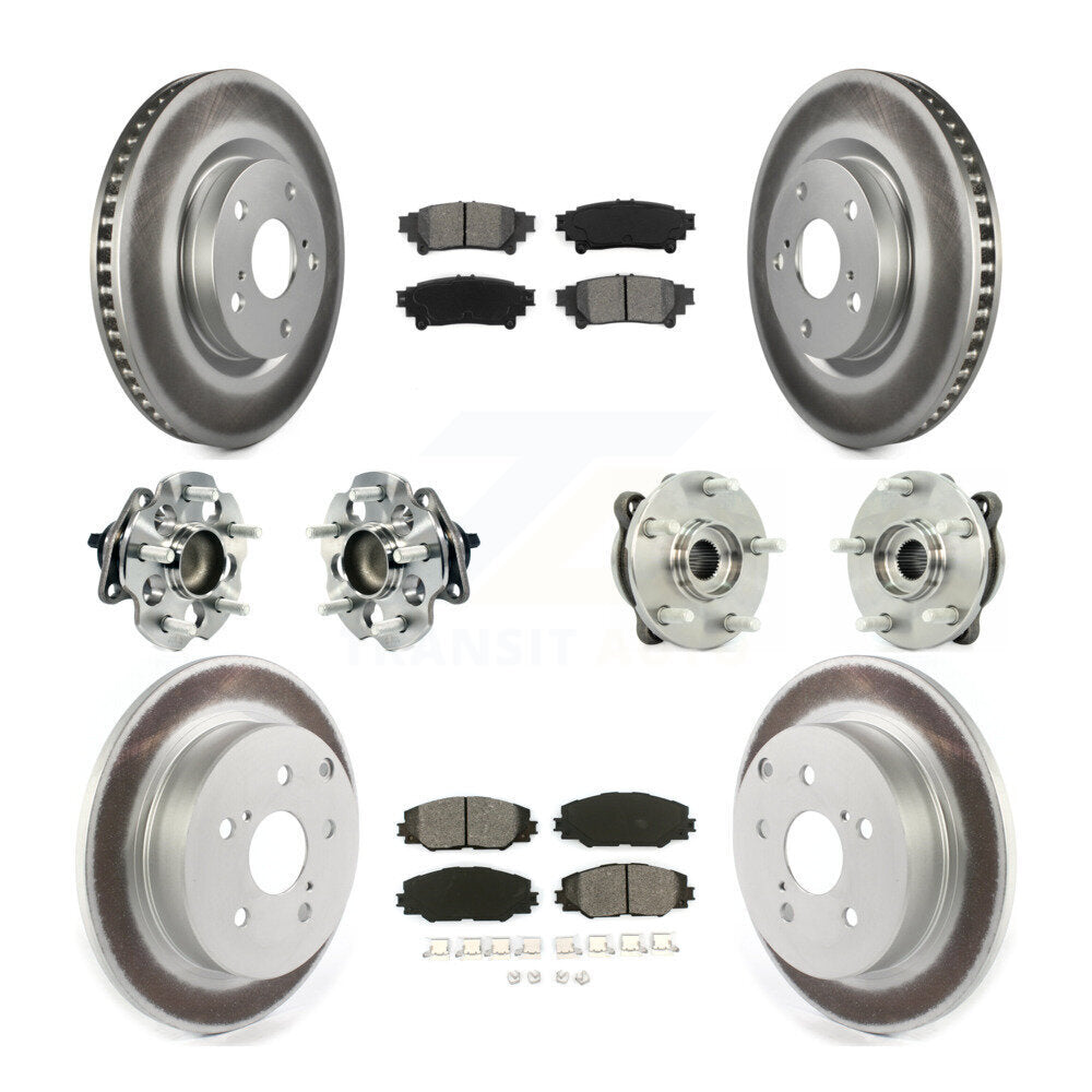 Kit de plaquettes de rotor de frein enduites de roulement de moyeu avant et arrière (10 pièces) pour Toyota Mira 16-20