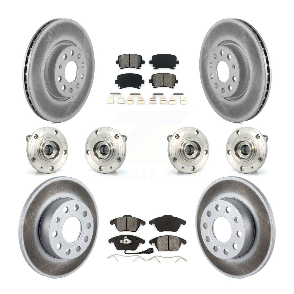Kit de rotor et de plaquettes de frein revêtus de roulement de moyeu avant et arrière (10 pièces) pour Audi A3 Quattr